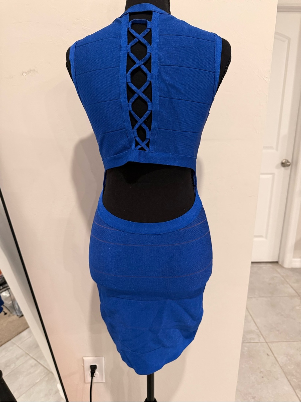 bebe Cobalt Blue Sleeveless Bodycon Knit Dress - Picture 3 of 9